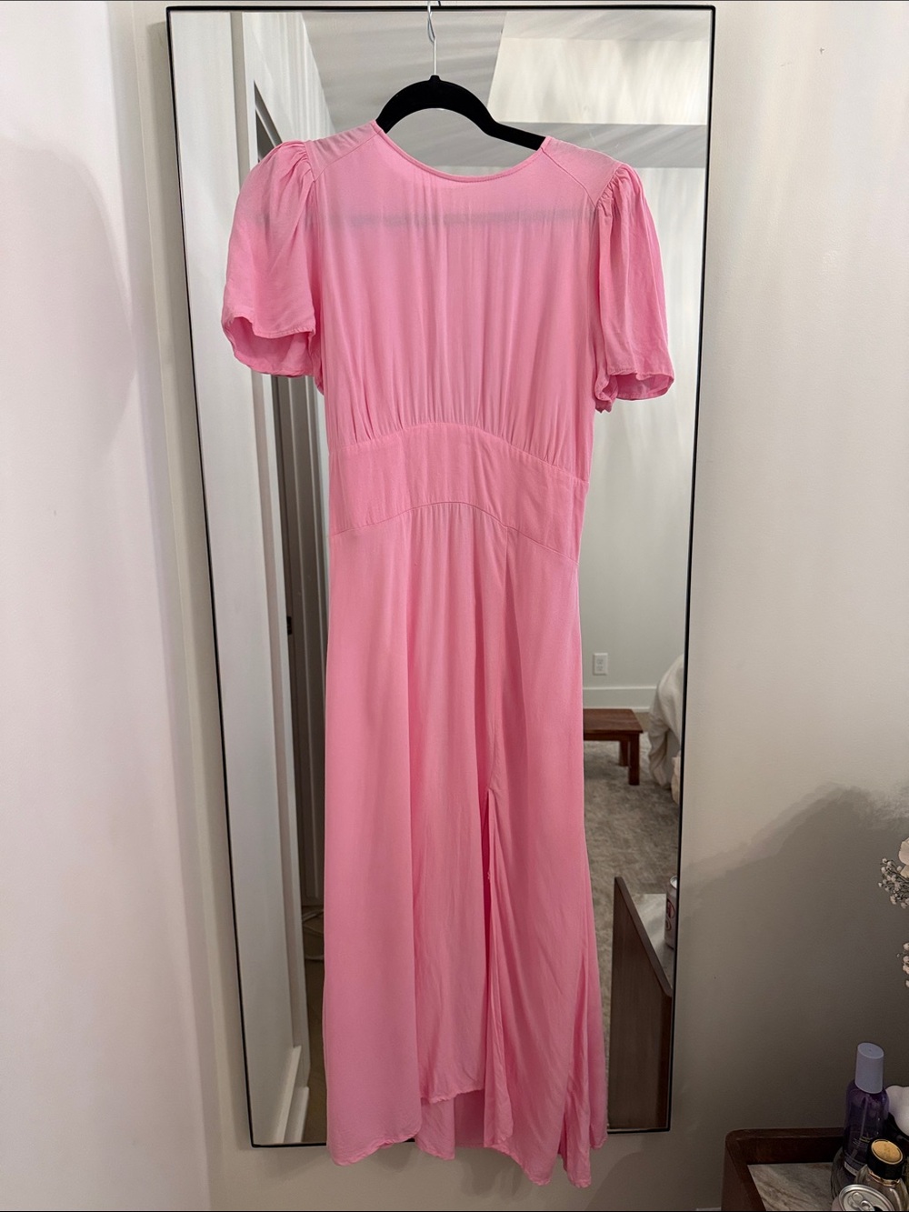 AFRM Pink Puff-Sleeve Maxi Dress